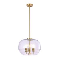 Pendant 3 Light ES Wine Glass Clear Brass 400mm CLA Lighting