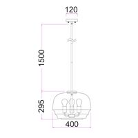 Pendant 3 Light ES Wine Glass Clear Brass 400mm CLA Lighting