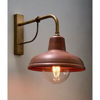 Wall Light ES Dome Aged Copper IP23 Brass Bracket CLA Lighting