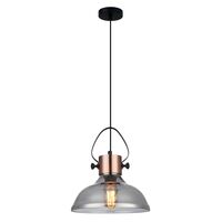 Pendant Light ES Smoke Glass Dome Copper 250mm CLA Lighting