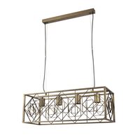 Pendant 4 Light ES Rectangular Cage Brass 630mm CLA Lighting
