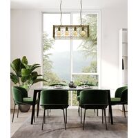 Pendant 4 Light ES Rectangular Cage Brass 630mm CLA Lighting