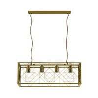 Pendant 4 Light ES Rectangular Cage Brass 630mm CLA Lighting