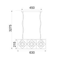 Pendant 4 Light ES Rectangular Cage Brass 630mm CLA Lighting