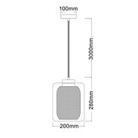 Pendant Light ES Oblong Black Mesh Clear Glass 200mm CLA Lighting