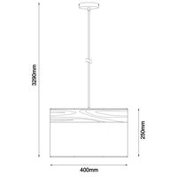 Pendant ES White Cloth Round Wood Trim Large 400mm CLA Lighting