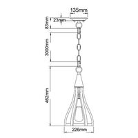 Pendant Light ES Small Bell Dark Red Wood 226mm CLA Lighting