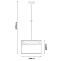 Pendant ES White Cloth Round Wood Trim Medium 300mm CLA Lighting