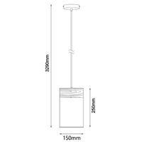 Pendant ES White Cloth Oblong Wood Trim Small 150mm CLA Lighting