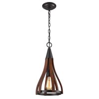 Pendant Light ES Small Bell Dark Red Wood 226mm CLA Lighting