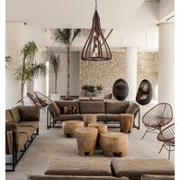 Pendant 3 Light ES Medium Bell Dark Red Wood 391mm CLA Lighting