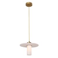 Pendant SES White Alabaster Cylinder Brass 200mm CLA Lighting