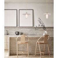 Pendant SES White Alabaster Cylinder Brass 200mm CLA Lighting