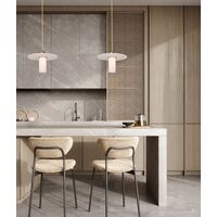 Pendant SES White Alabaster Cylinder Brass 200mm CLA Lighting