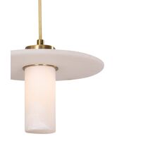 Pendant SES White Alabaster Cylinder Brass 200mm CLA Lighting
