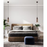 Pendant Light ES Green Marble Cylinder Black 90mm CLA Lighting