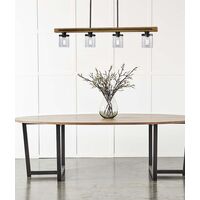 Pendant 4 Light ES Chestnut Wood Clear Glass 1280mm CLA Lighting