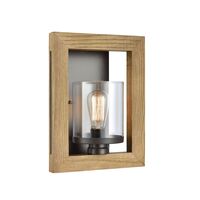 Wall Light ES Rectangular Chestnut Wood Clear Glass CLA Lighting