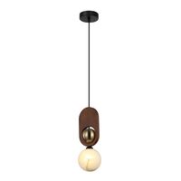 Pendant Light G9 Opal Diffuser Brass Red Wood 120mm CLA Lighting