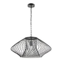 Pendant ES Oval Cage Iron Matt Black Large 600mm CLA Lighting