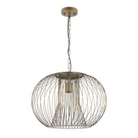 Pendant Light ES Round Cage Iron Antique Brass 500mm CLA Lighting
