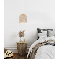 Pendant Light ES Natural Rattan Ellipse White 345mm CLA Lighting