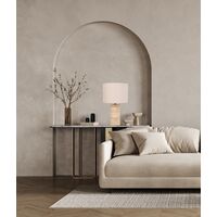 Table Lamp ES Travertine Oblong Cream Drum 250mm CLA Lighting