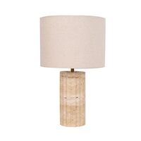 Table Lamp ES Travertine Oblong Cream Drum 350mm CLA Lighting
