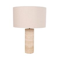 Table Lamp ES Travertine Oblong Cream Drum 250mm CLA Lighting