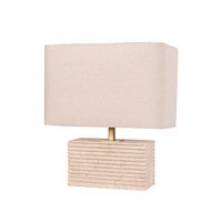 Table Lamp ES Travertine Rectangular Cream 385mm CLA Lighting