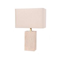 Table Lamp ES Travertine Rectangular Cream 465mm CLA Lighting