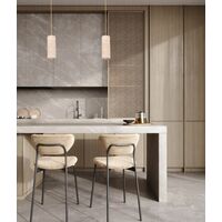 Pendant Light ES Oblong Beige Travertine Brass 100mm CLA Lighting