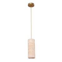 Pendant Light ES Oblong Beige Travertine Brass 100mm CLA Lighting