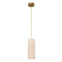 Pendant Light ES Oblong Beige Travertine Brass 100mm CLA Lighting