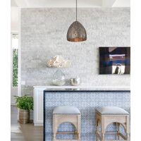 Pendant ES Embossed Ellipse Aged Brass Steel 310mm CLA Lighting