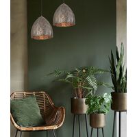 Pendant ES Embossed Ellipse Aged Brass Steel 310mm CLA Lighting