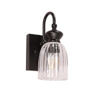 Wall Light ES 1 Light Ellipse Glass Black 120mm CLA Lighting