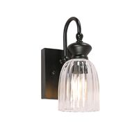 Wall Light ES 1 Light Ellipse Glass Black 120mm CLA Lighting