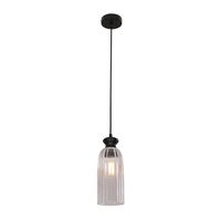 Pendant Light ES Clear Glass Ellipse Black 120mm CLA Lighting