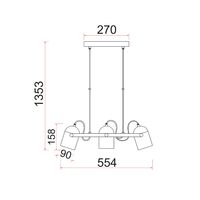 Pendant Light 3 Light ES Ellipse Black Brass 554mm CLA Lighting