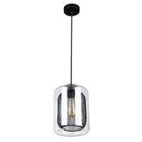 Pendant Light ES Oblong Black Mesh Clear Glass 200mm CLA Lighting