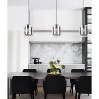 Pendant Light ES Oblong Black Mesh Clear Glass 200mm CLA Lighting