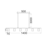 Pendant 6 Light GU10 Linear Beige Travertine 1400mm CLA Lighting