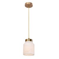 Pendant Light ES Jar White Alabaster Brass 120mm CLA Lighting