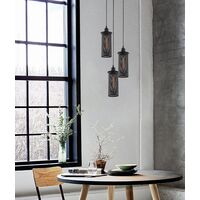 Pendant Light 3 Light ES Black Mesh Oblong 320mm CLA Lighting