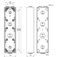 Back Box 4 Gang Vertical 32mm & 2x25mm Buffalo Grey Trader