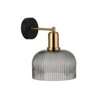 Wall Light ES Dome Green Glass Antique Brass 200mm CLA Lighting