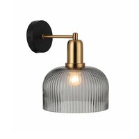 Wall Light ES Dome Chrome Glass Antique Brass 200mm CLA Lighting