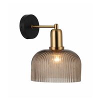 Wall Light ES Dome Amber Glass Antique Brass 200mm CLA Lighting