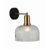 Wall Light ES Dome Chrome Glass Antique Brass 200mm CLA Lighting